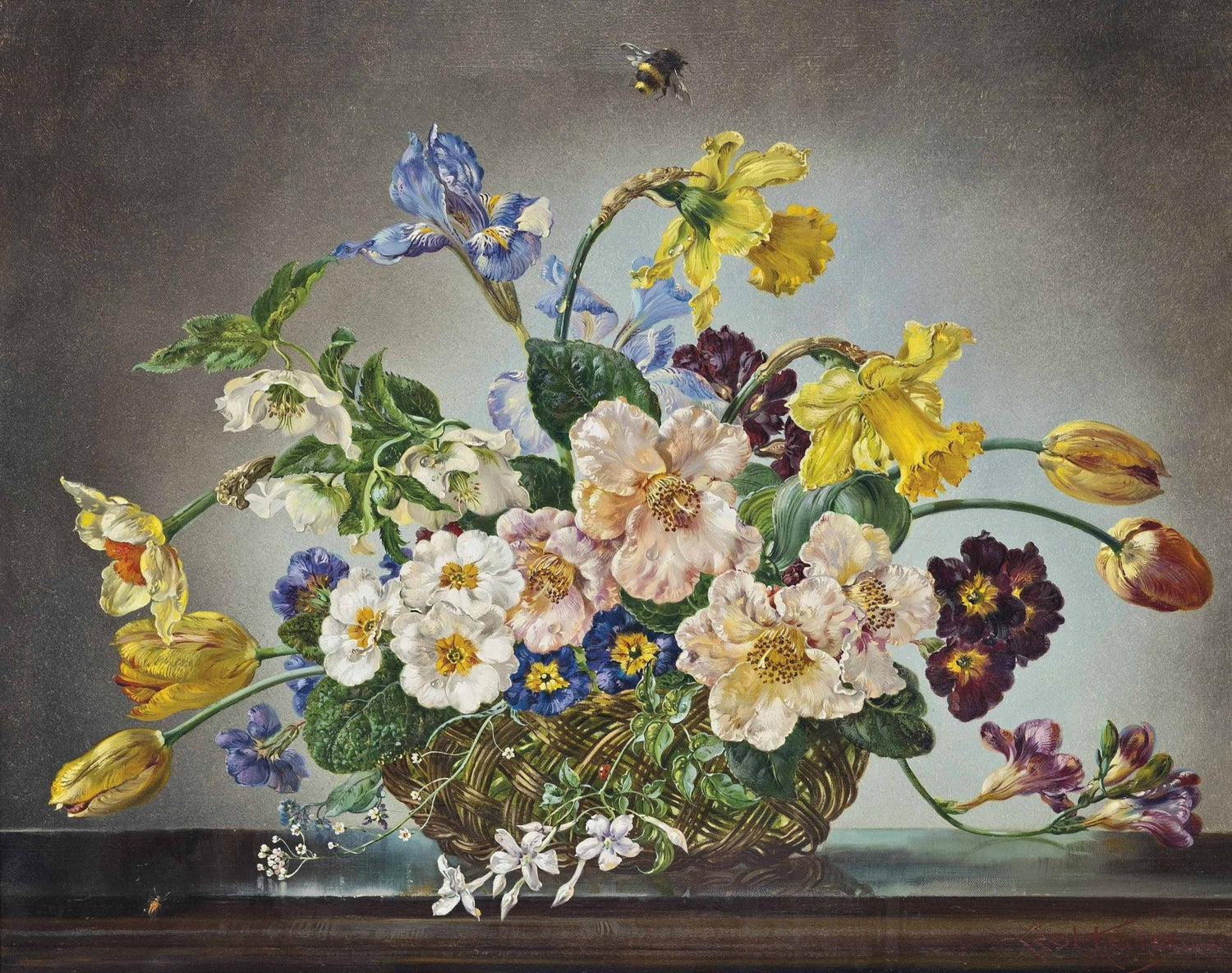 Floral Oil Painting - Hand - Painted Spring Flowers Still Life - Oil Painting Haven