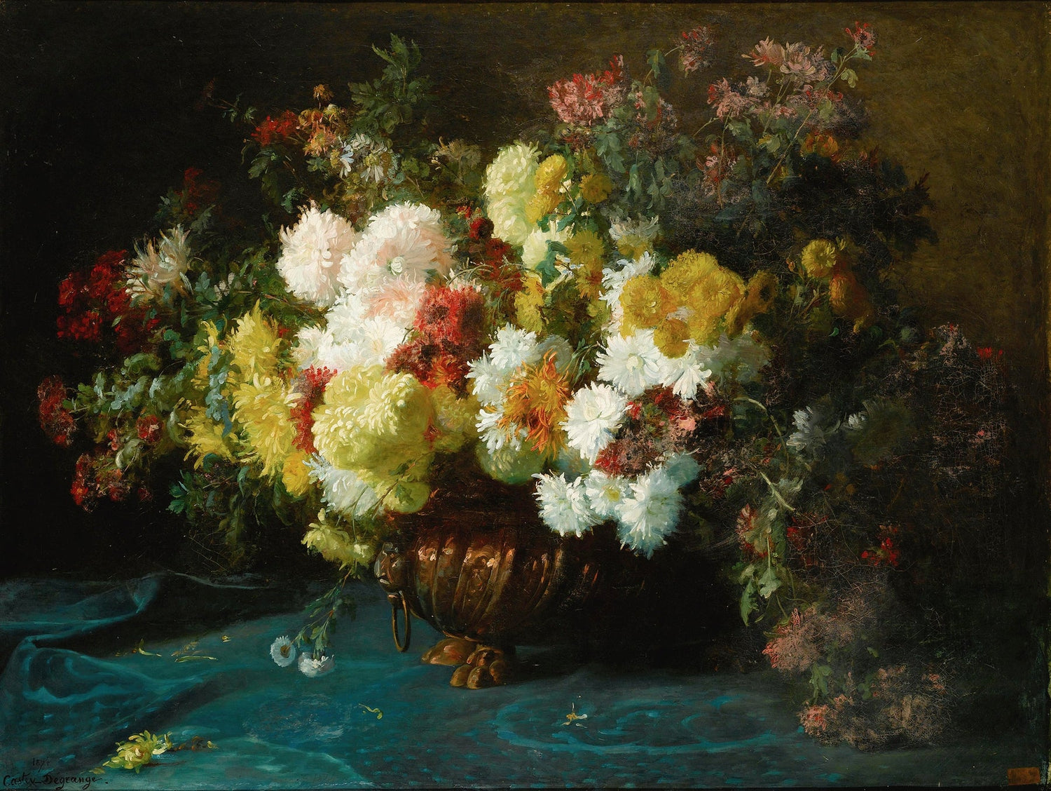 Blumen-Ölgemälde – Blumenstrauß mit Gläsern