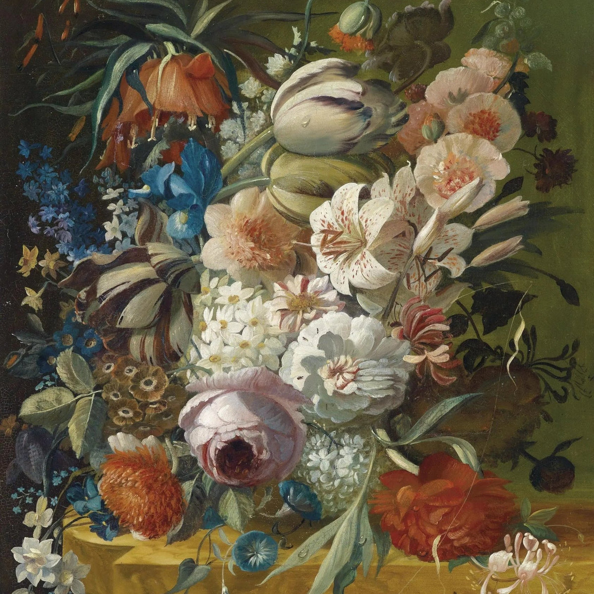 Floral Oil Painting - Mixed Blooms with Butterfly - Oil Painting Haven