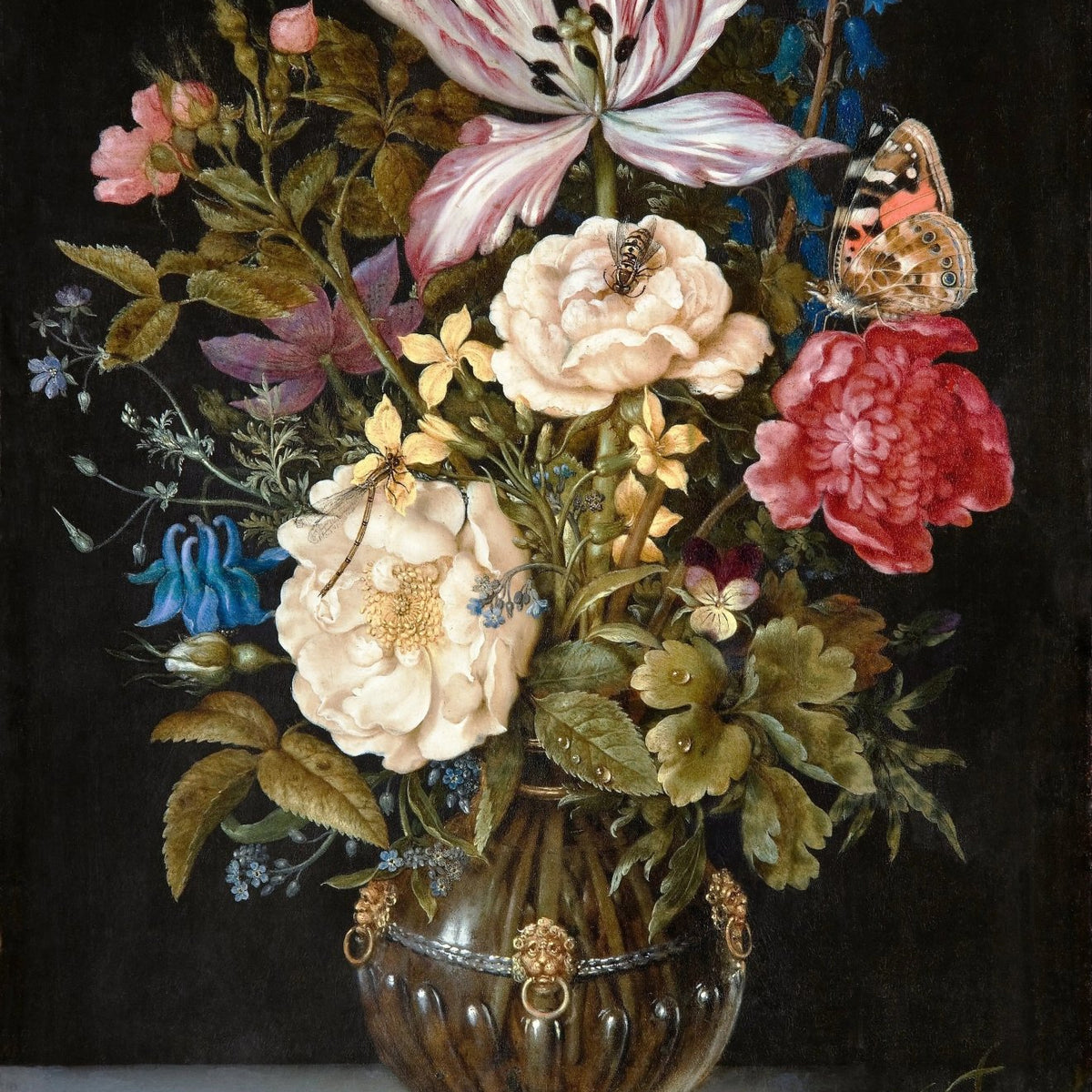 Floral Oil Painting - Mixed Flowers in Ornate Vase - Oil Painting Haven