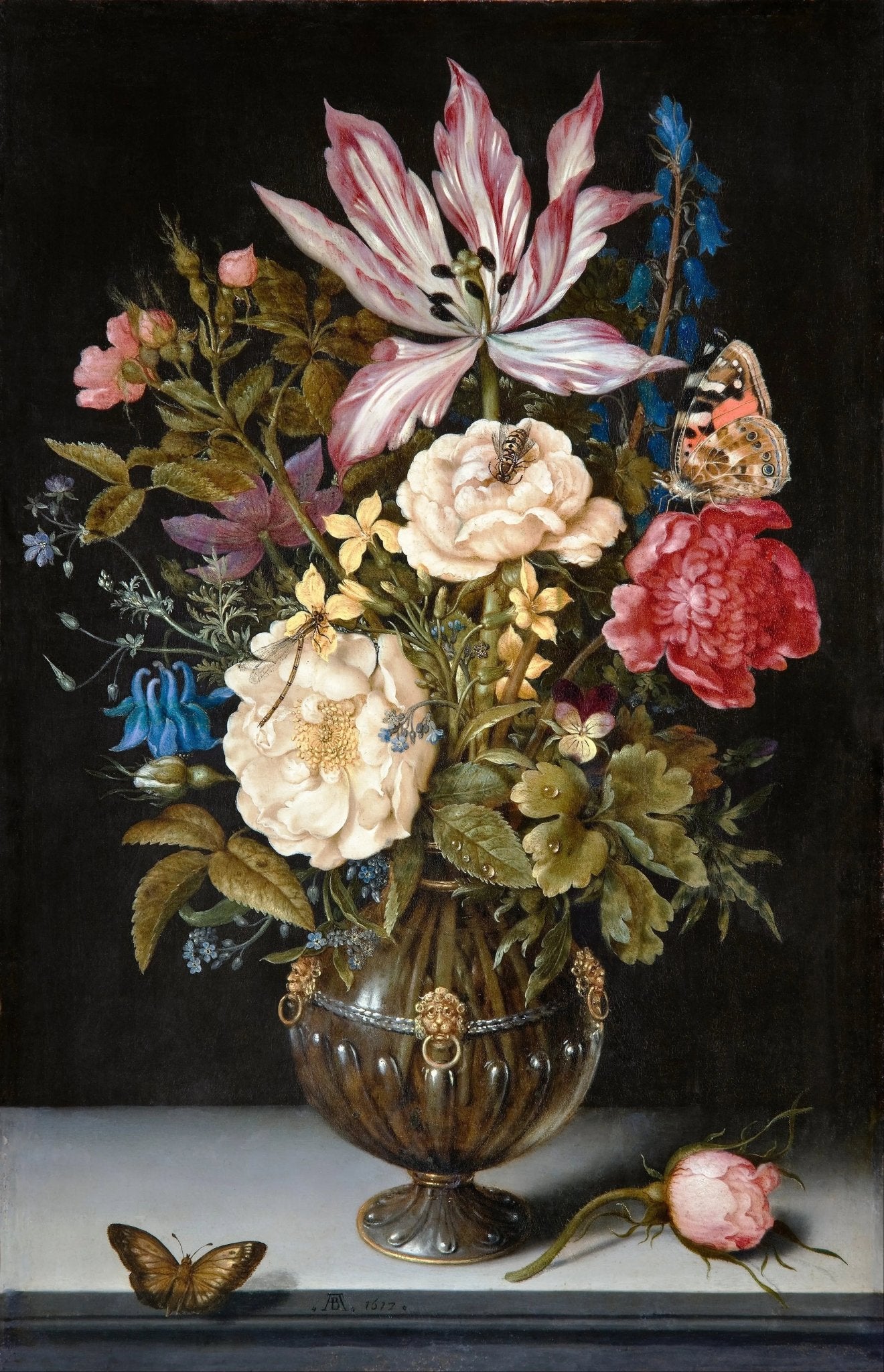 Floral Oil Painting - Mixed Flowers in Ornate Vase - Oil Painting Haven