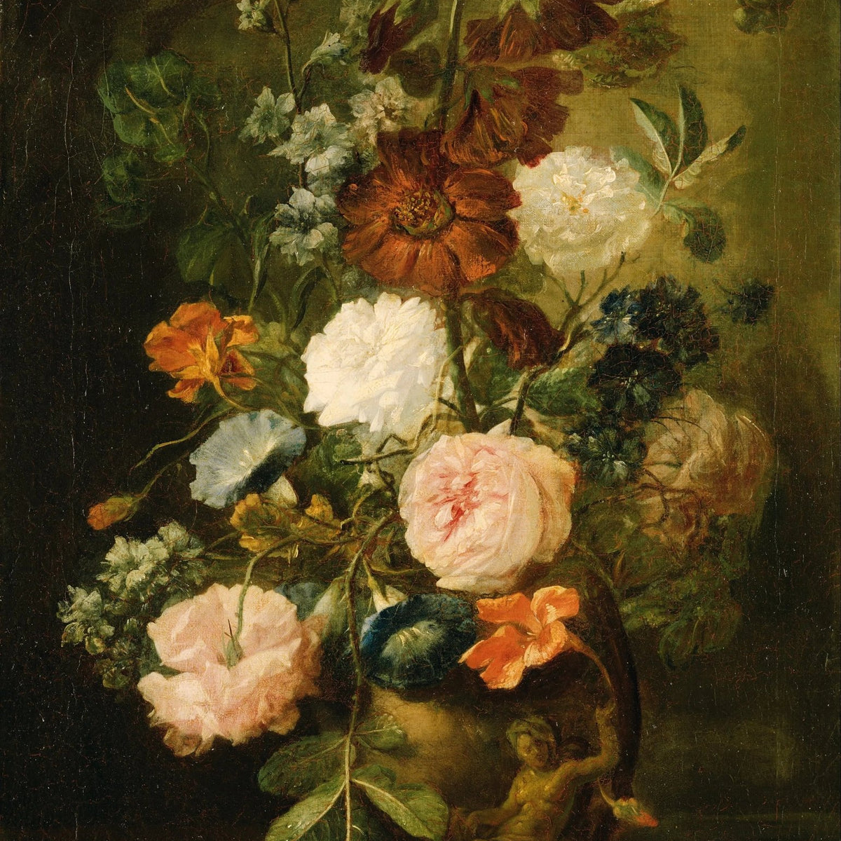 Floral Oil Painting - Mixed Flowers in Sculpted Vase - Oil Painting Haven