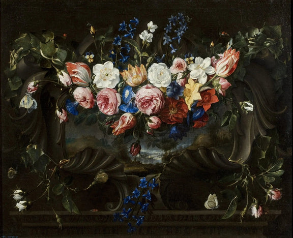 Floral Oil Painting - Ornate Bouquet with Butterflies - Oil Painting Haven