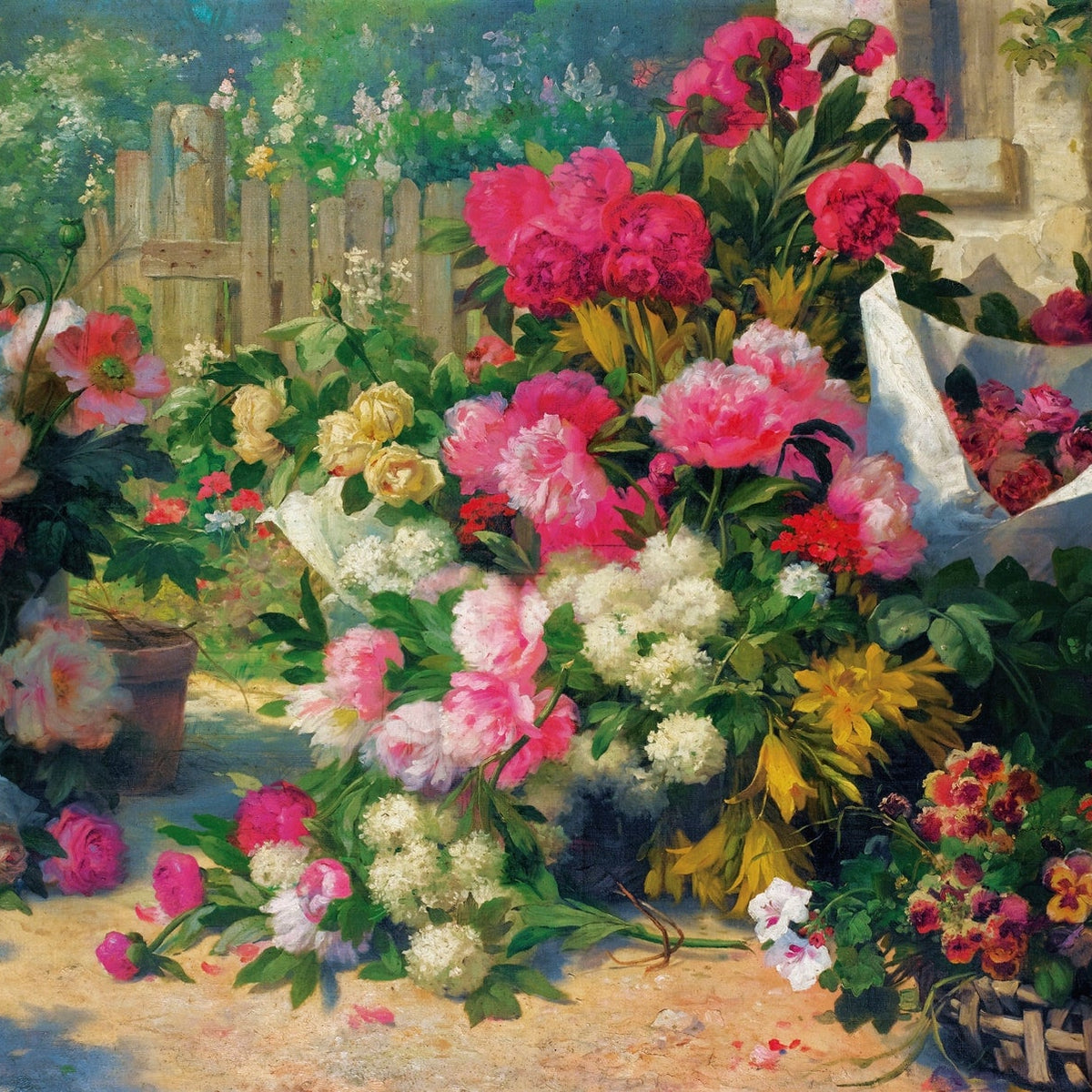 Floral Oil Painting - Peonies and Garden Bouquet Still Life - Oil Painting Haven