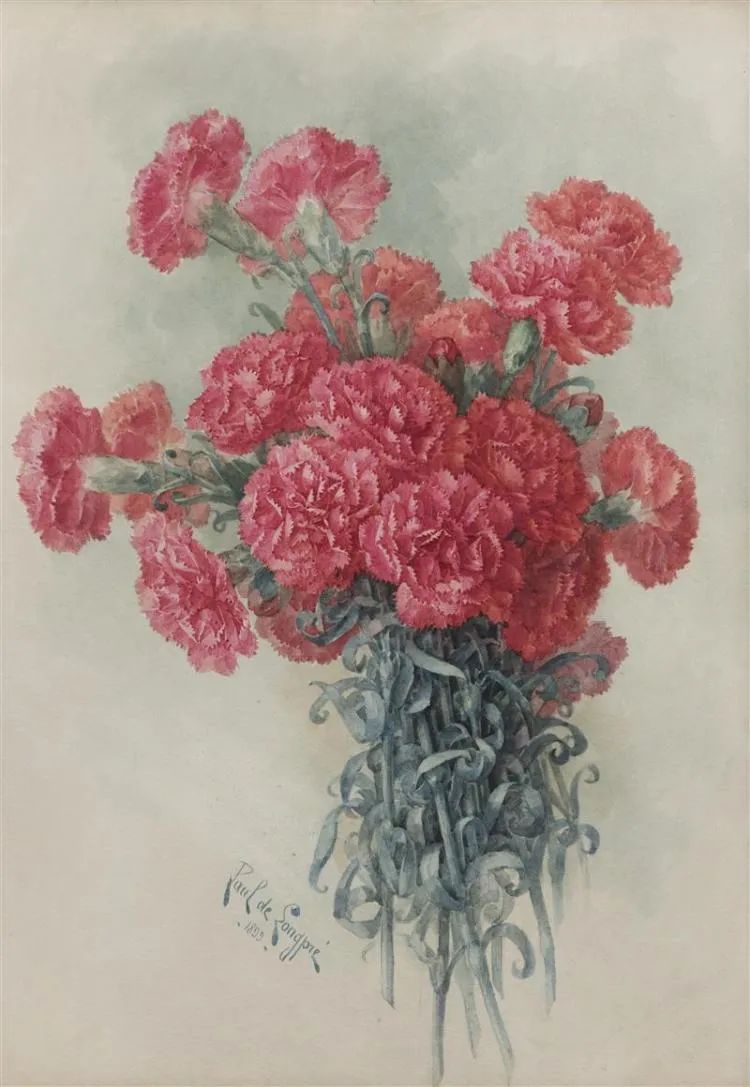 Floral Oil Painting - Pink Carnation Bouquet on Soft Background