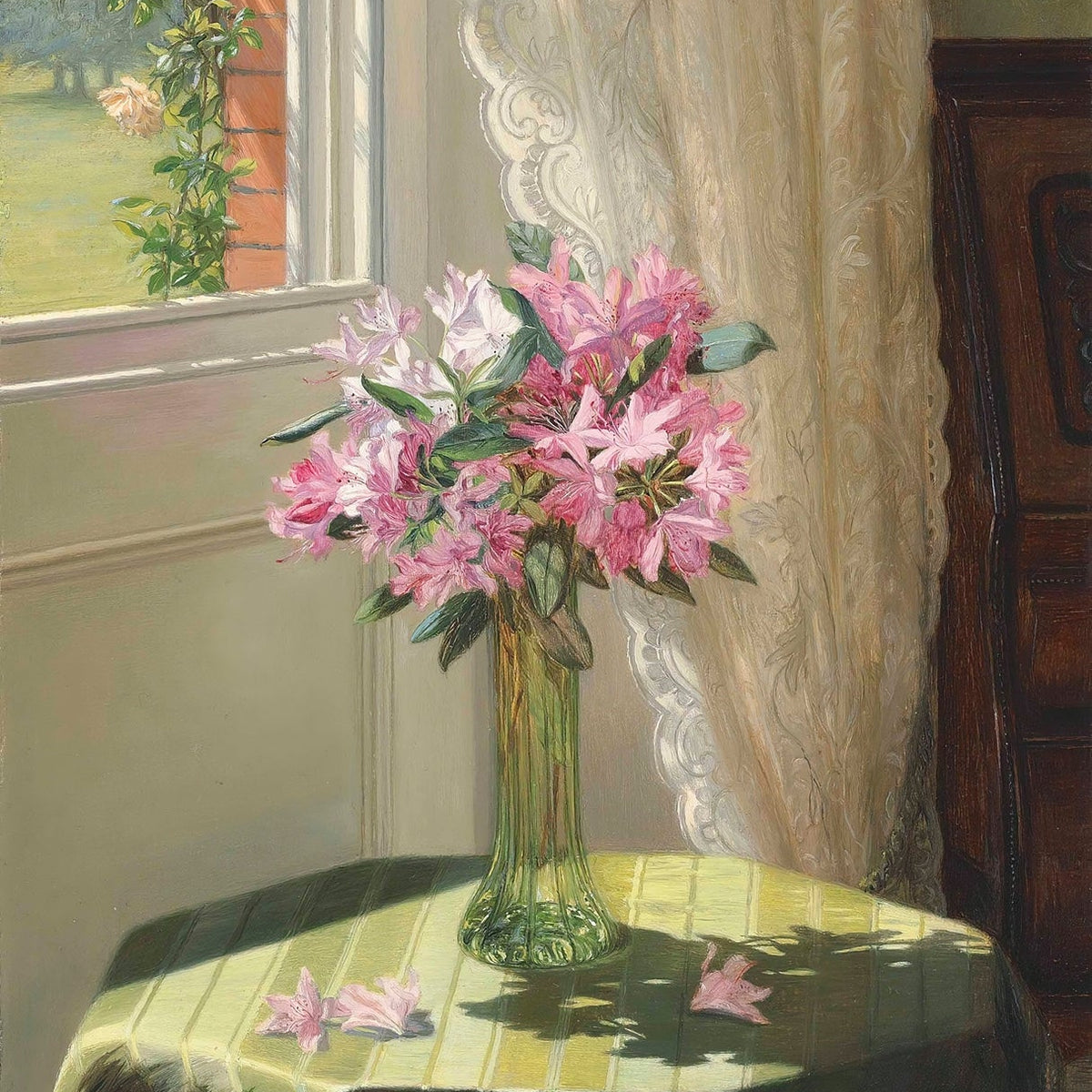Floral Oil Painting - Pink Flowers in Vase Hand - Painted Canvas - Oil Painting Haven