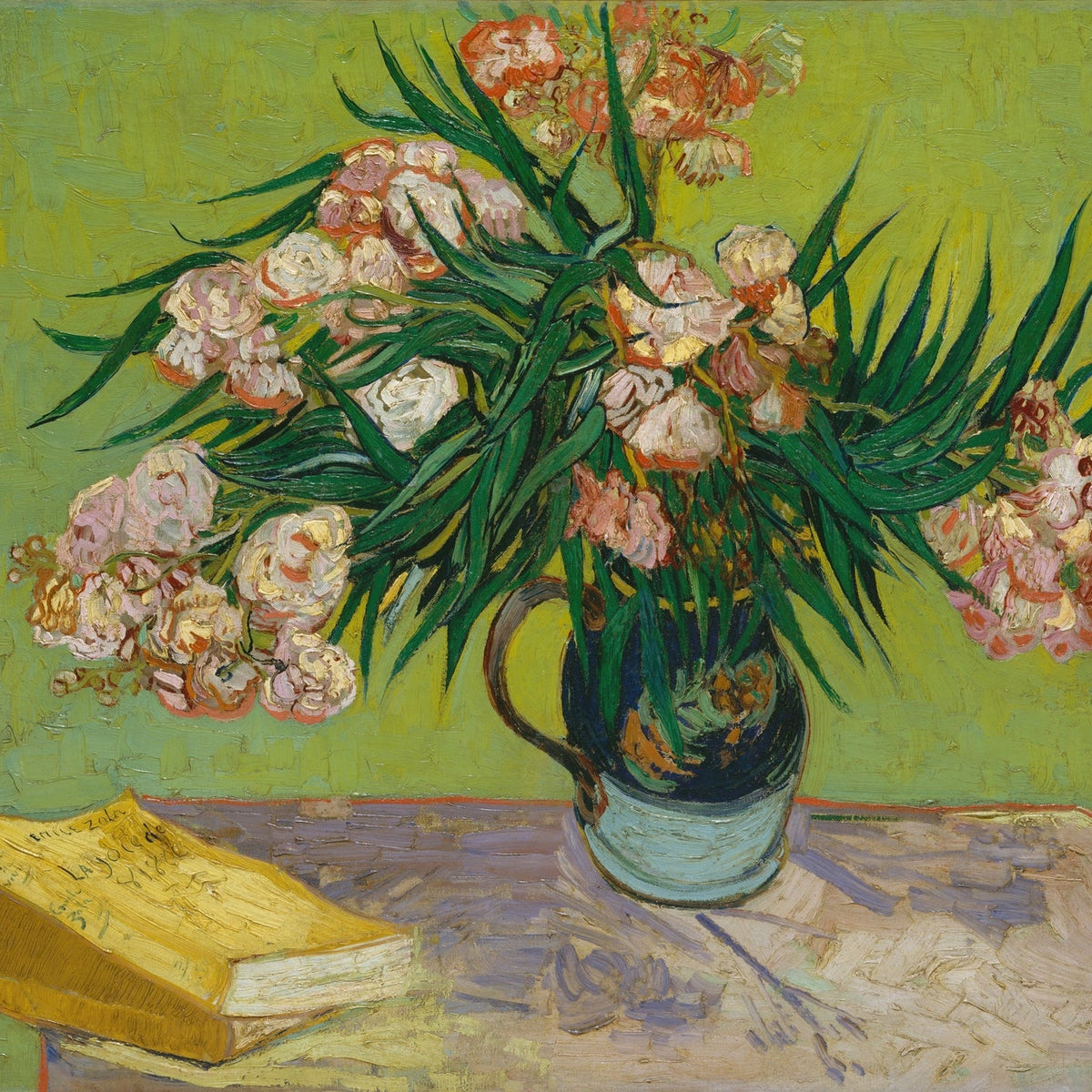 Floral Oil Painting - Pink Oleander in Vase Hand - Painted Art - Oil Painting Haven