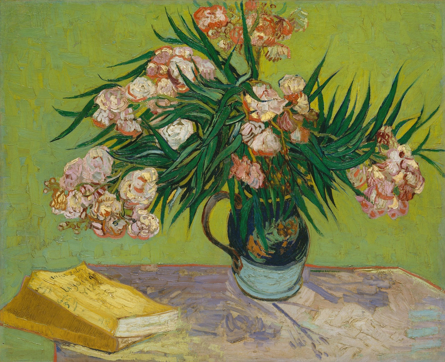 Floral Oil Painting - Pink Oleander in Vase Hand - Painted Art - Oil Painting Haven