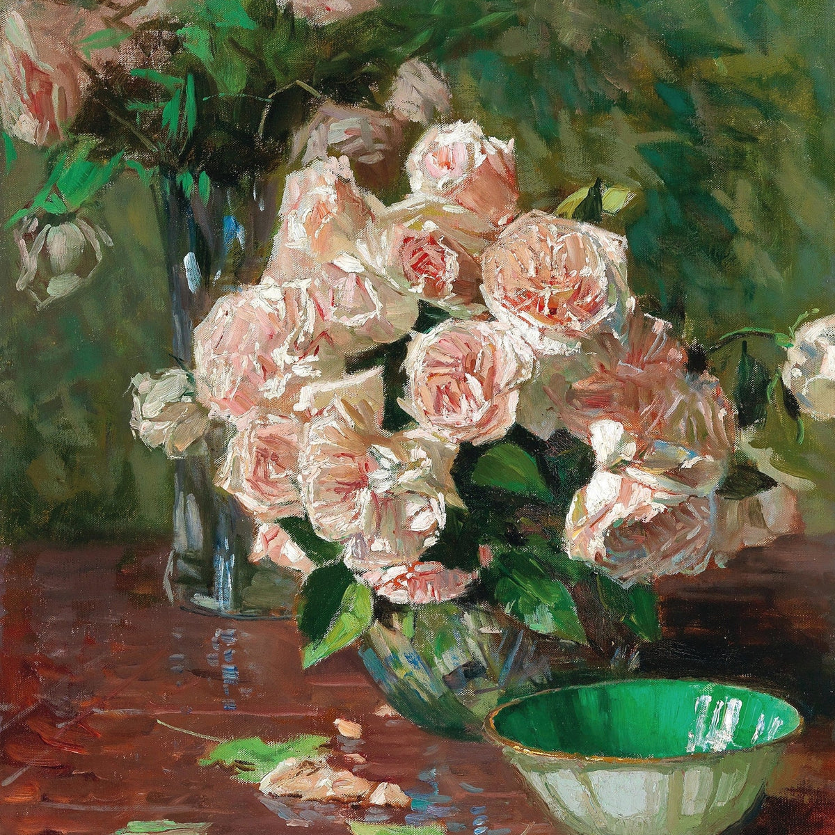 Floral Oil Painting - Pink Rose Bouquet Hand - Painted Canvas - Oil Painting Haven