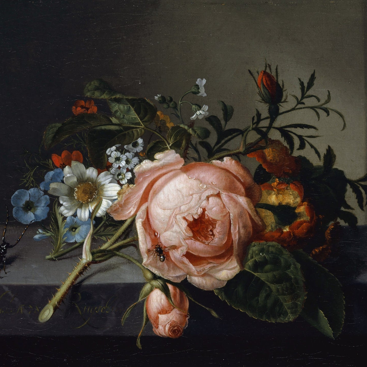 Floral Oil Painting - Pink Rose Still Life Hand - Painted Canvas - Oil Painting Haven