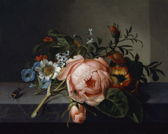 Floral Oil Painting - Pink Rose Still Life Hand - Painted Canvas - Oil Painting Haven