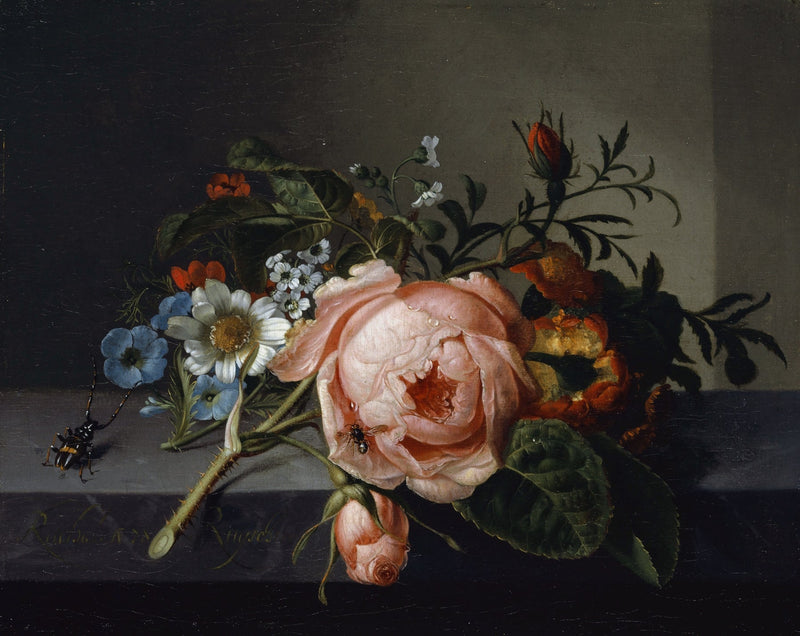 Floral Oil Painting - Pink Rose Still Life Hand - Painted Canvas - Oil Painting Haven