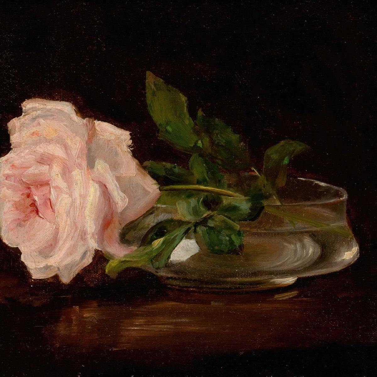 Floral Oil Painting - Pink Rose Still Life Hand - Painted Canvas - Oil Painting Haven