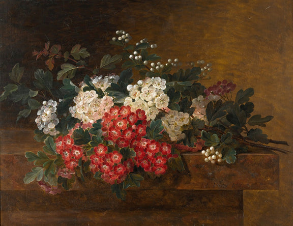 Floral Oil Painting - Red and White Blossoms Hand - Painted Art - Oil Painting Haven
