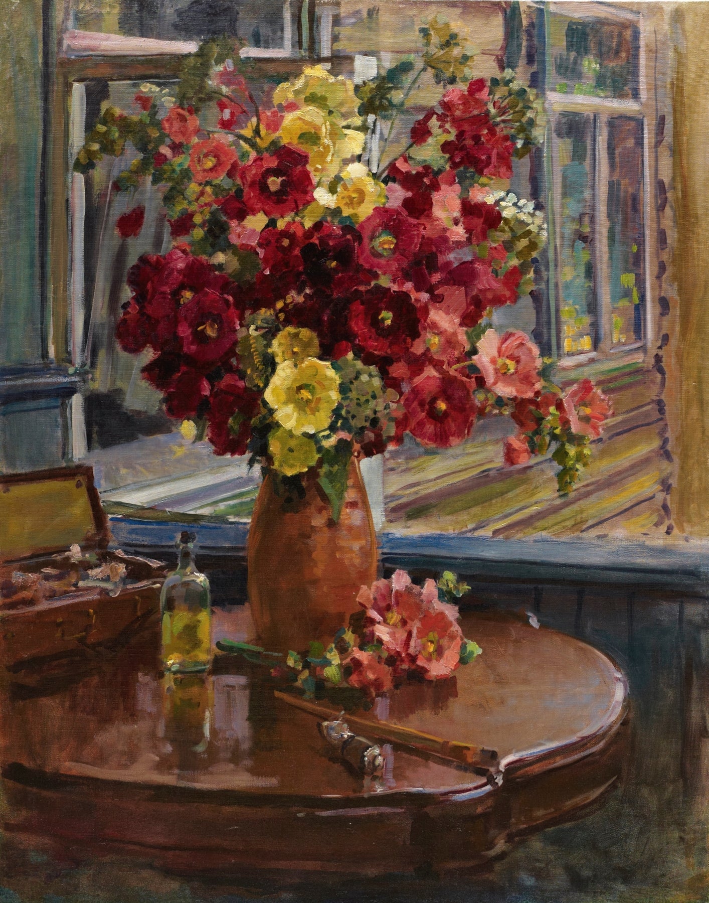 Floral Oil Painting - Red Flower Bouquet Hand - Painted Canvas - Oil Painting Haven
