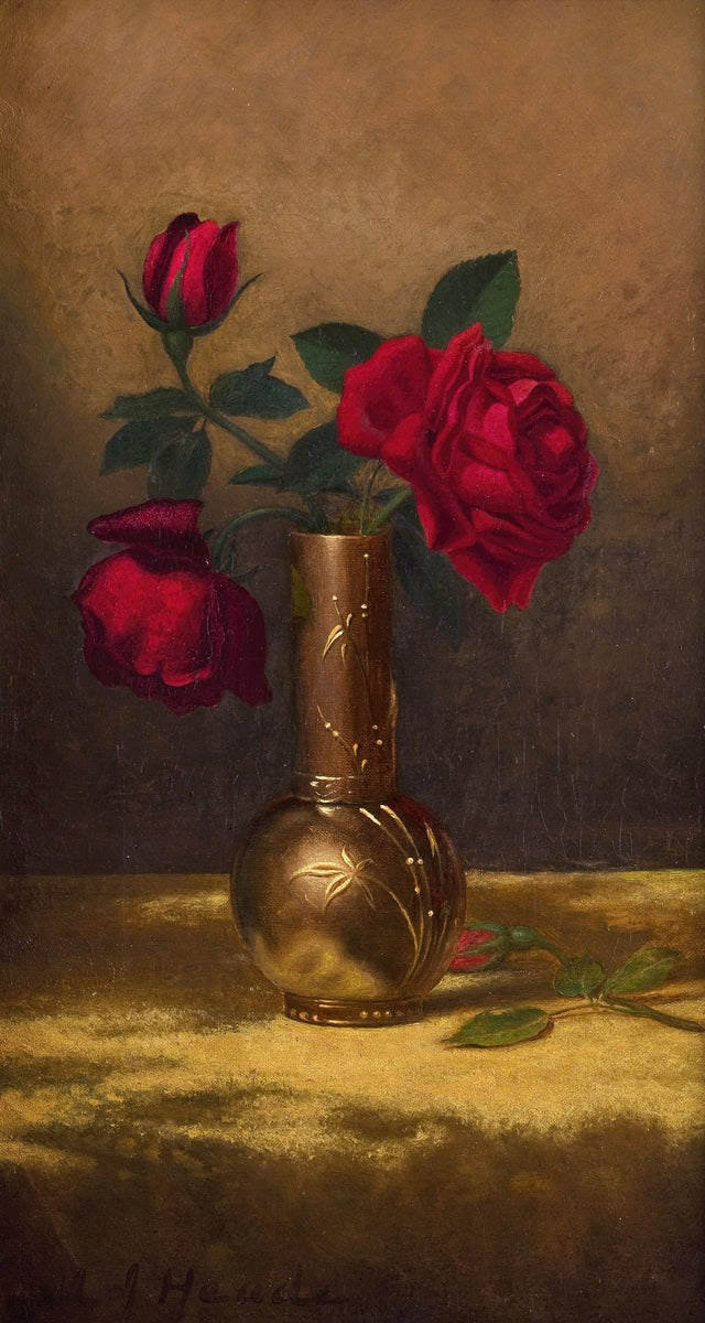 Floral Oil Painting - Red Rose Vase Hand - Painted Canvas Art - Oil Painting Haven