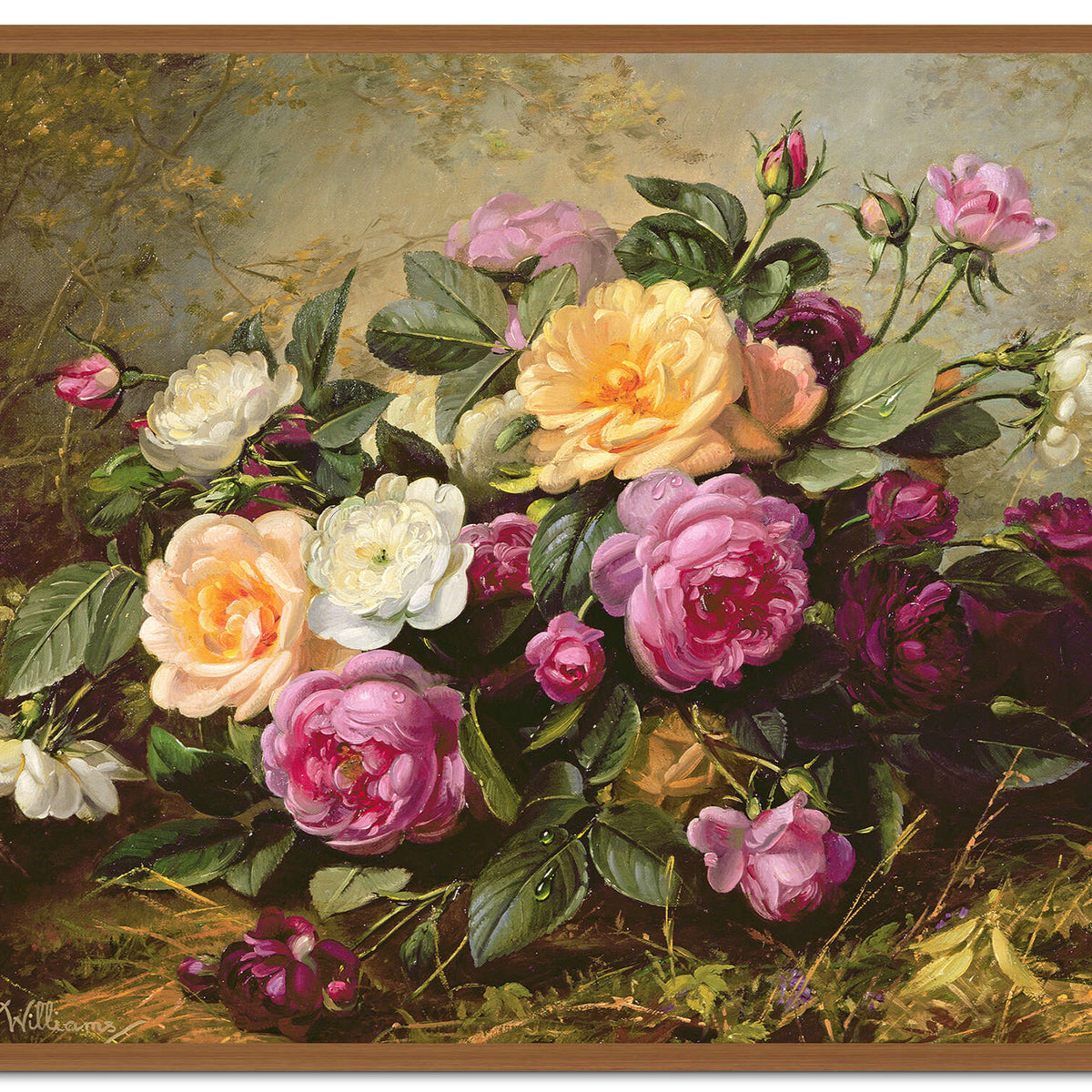Blumen-Ölgemälde | Zartfarbiger Blumenstrauß
