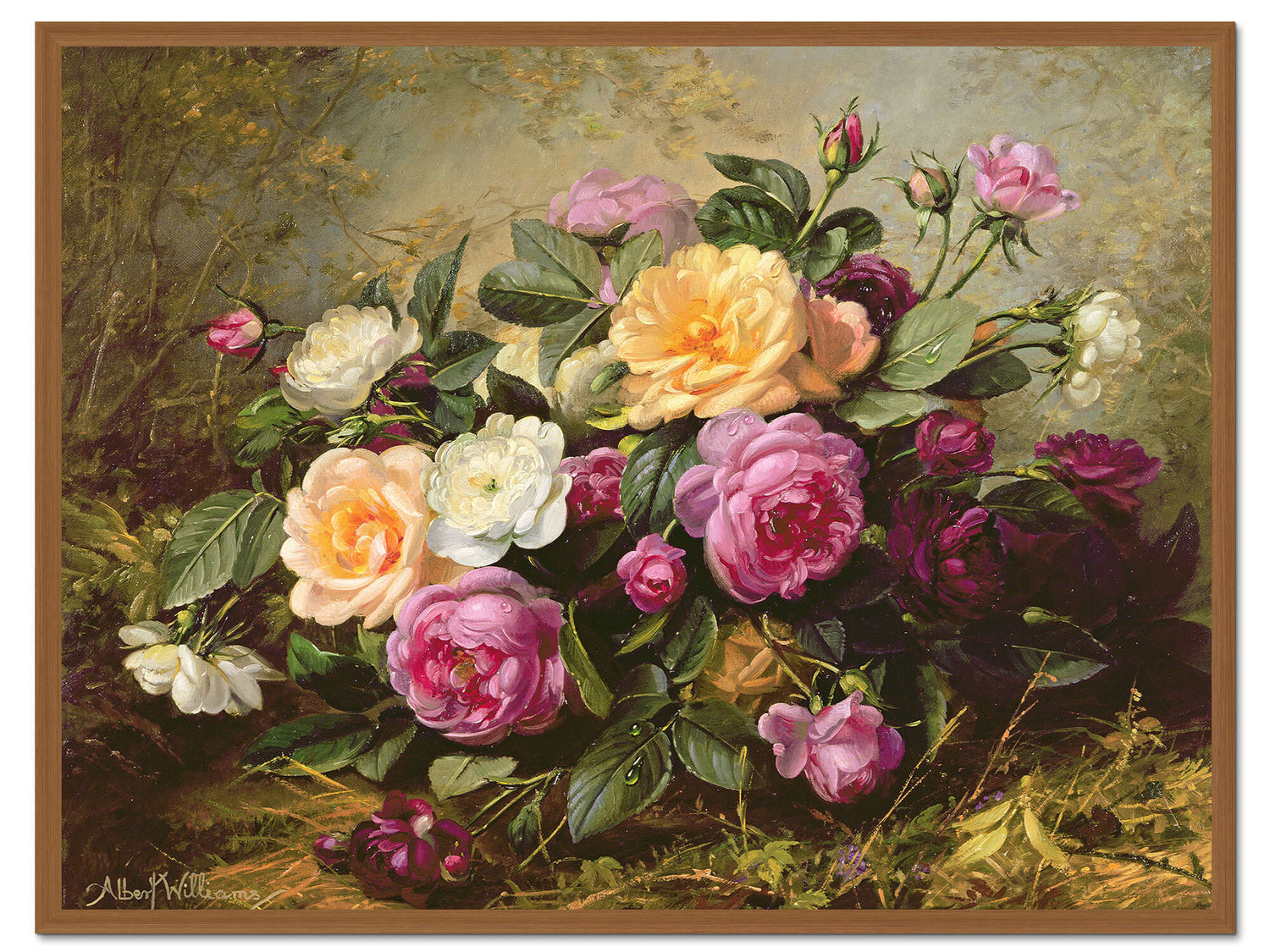Floral Oil Painting - Romantic Roses and Peonies in Bloom
