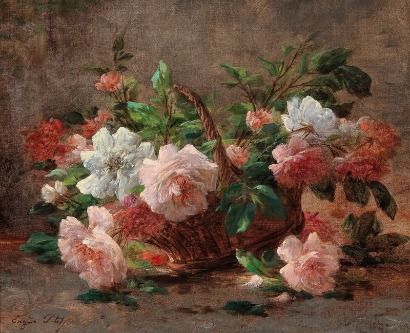 Floral Oil Painting - Rose Basket Still Life Hand - Painted Art - Oil Painting Haven