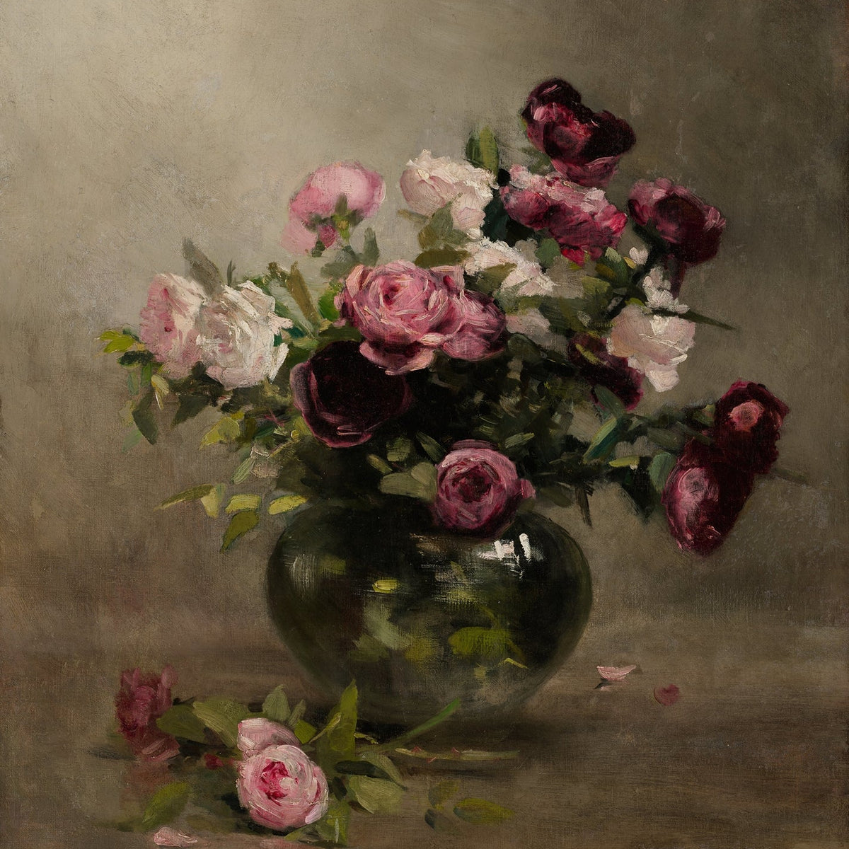 Floral Oil Painting - Rose Bouquet in Vase Hand - Painted Art - Oil Painting Haven