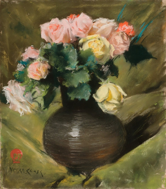 Floral Oil Painting - Rose Bouquet in Vase Hand - Painted Canvas - Oil Painting Haven