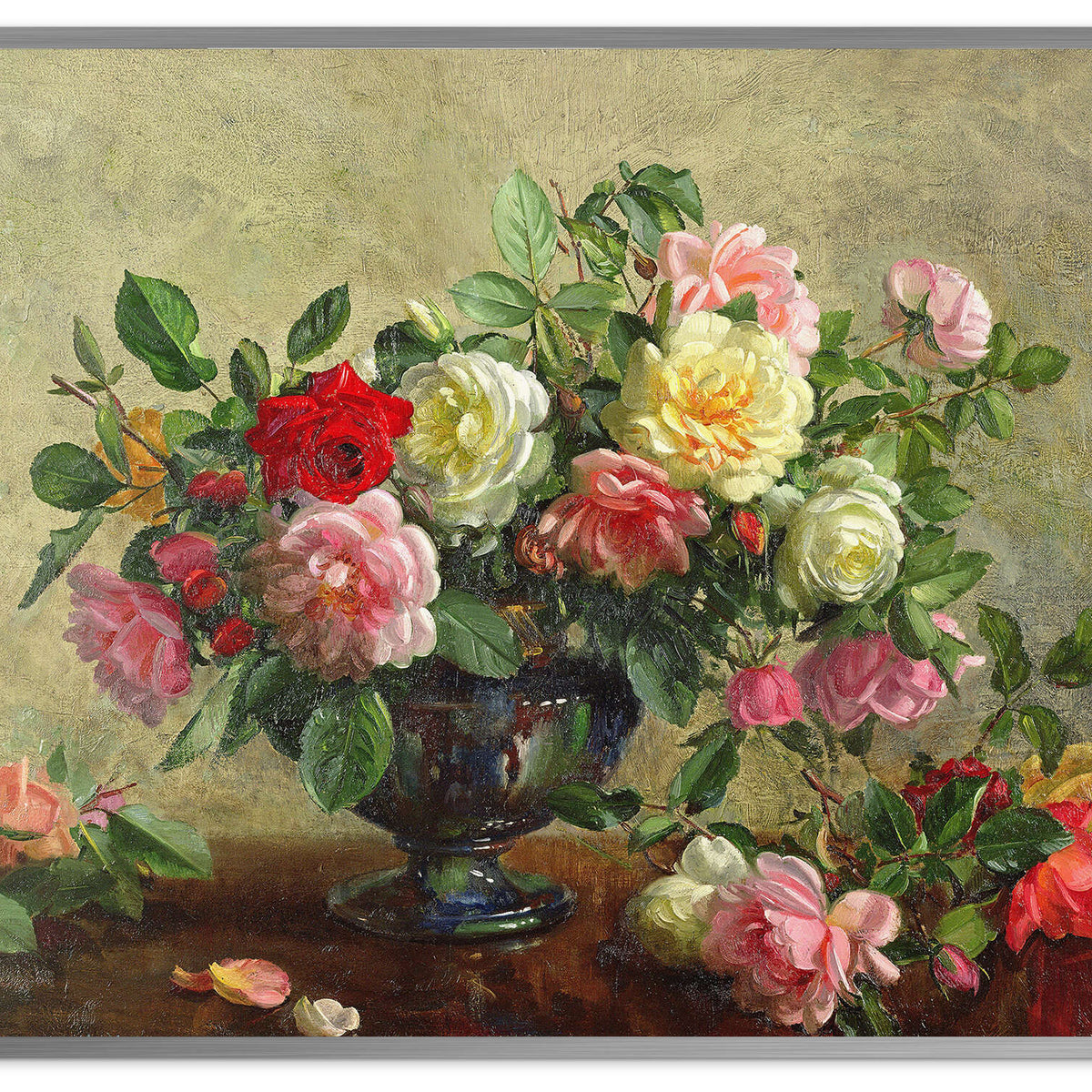 Blumen-Ölgemälde | Zartfarbiger Blumenstrauß