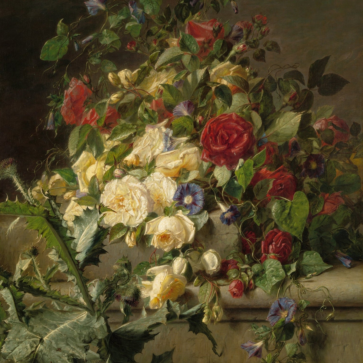 Floral Oil Painting - Roses and Wildflowers Hand - Painted Canvas - Oil Painting Haven