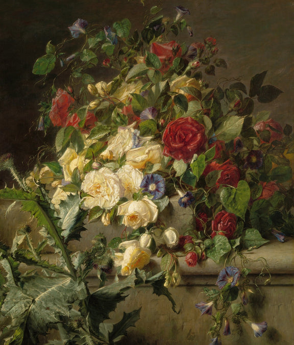 Floral Oil Painting - Roses and Wildflowers Hand - Painted Canvas - Oil Painting Haven