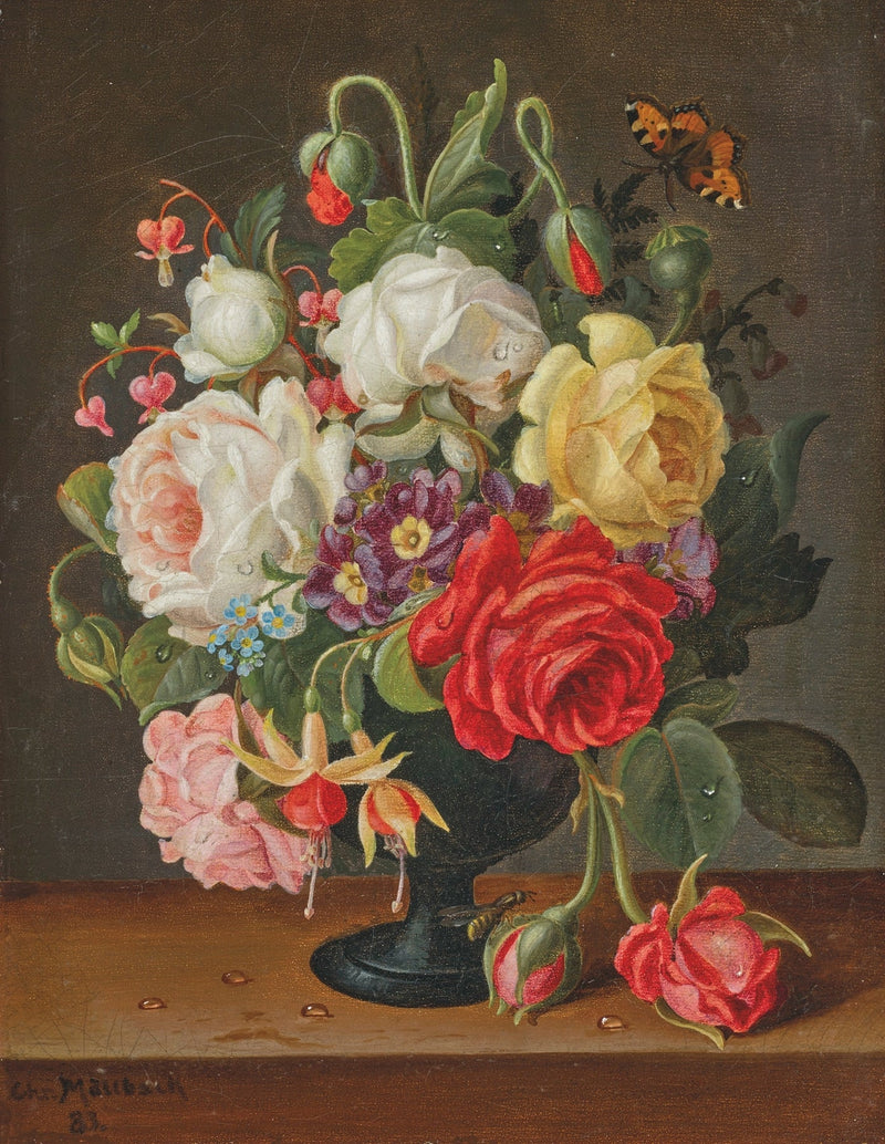 Floral Oil Painting - Roses and Wildflowers Still Life