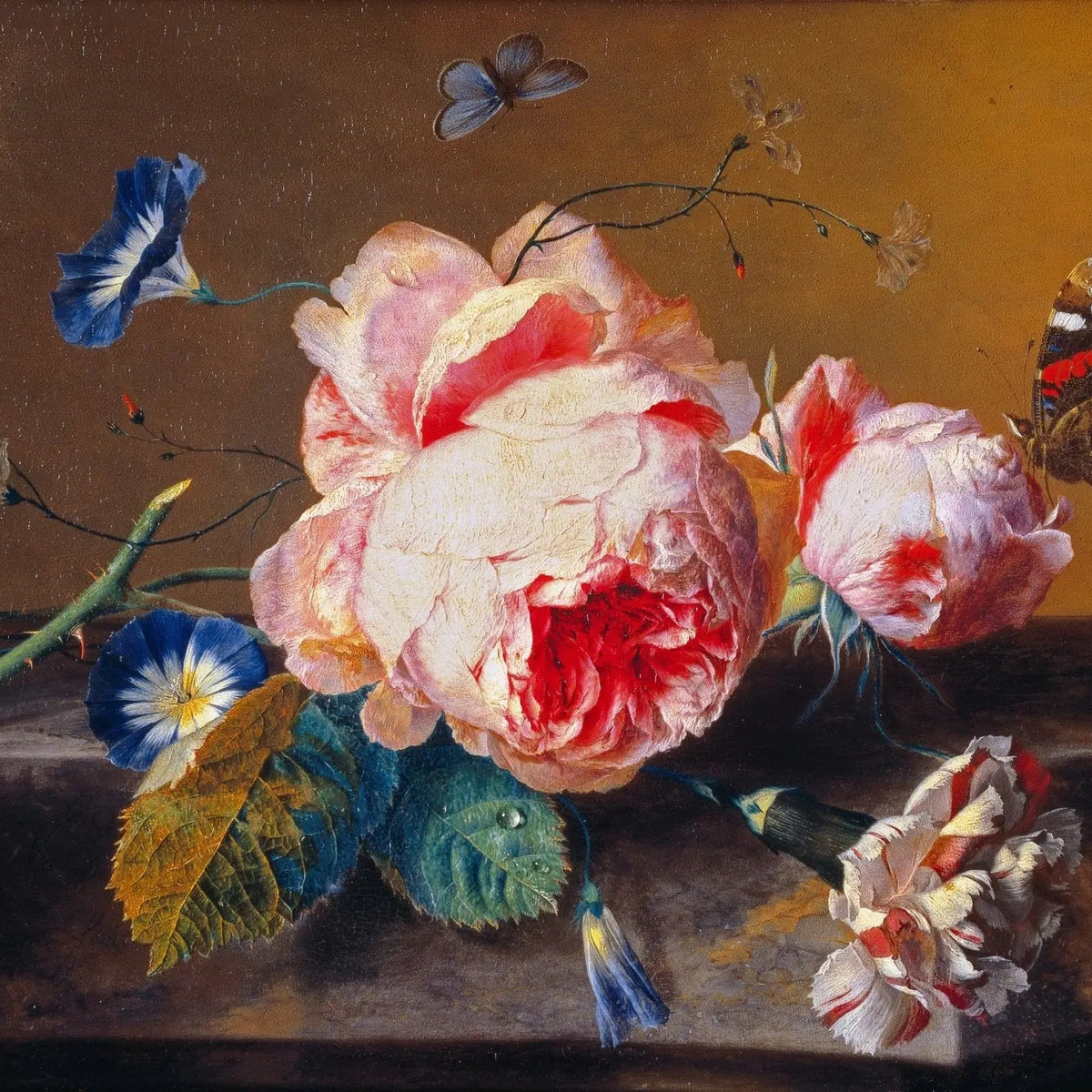 Floral Oil Painting - Roses with Butterflies and Blooms - Oil Painting Haven