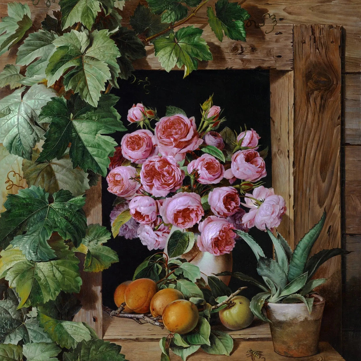 Floral Oil Painting - Roses with Fruits and Plants - Oil Painting Haven