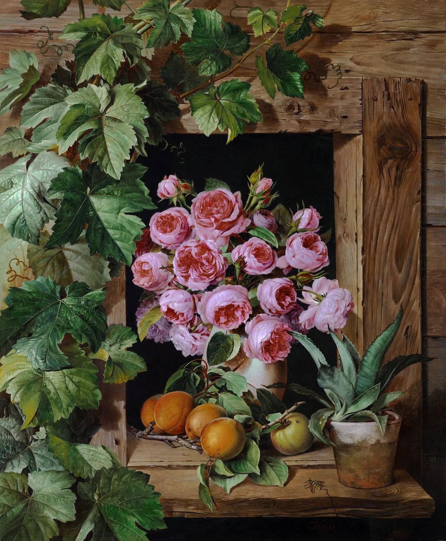 Floral Oil Painting - Roses with Fruits and Plants - Oil Painting Haven