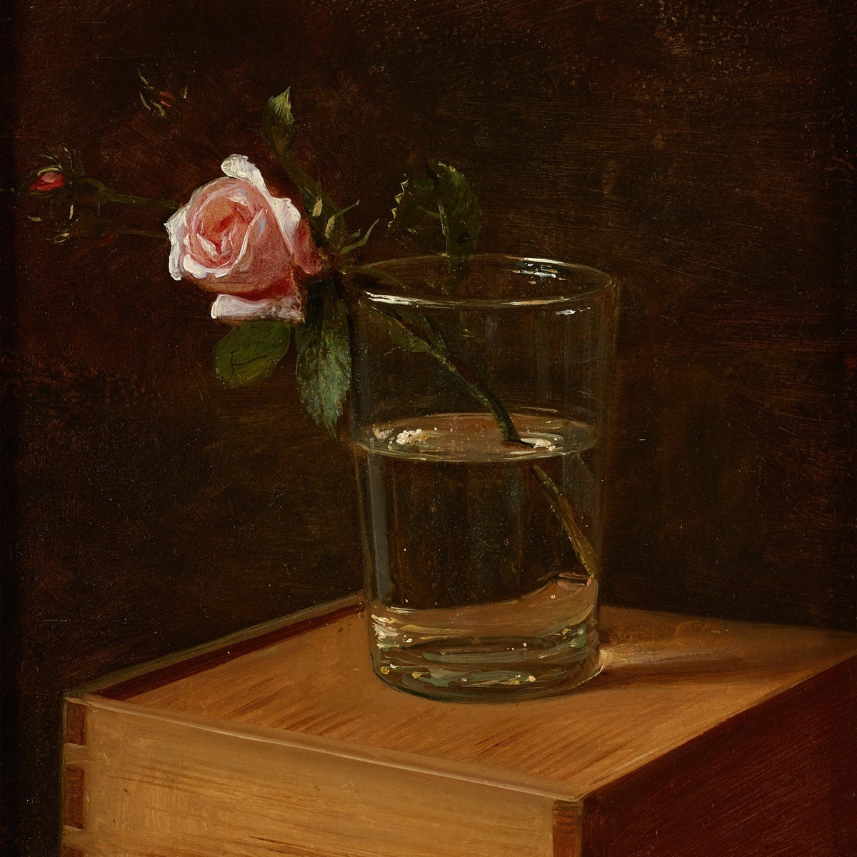 Floral Oil Painting - Single Rose in Glass Hand - Painted Art - Oil Painting Haven