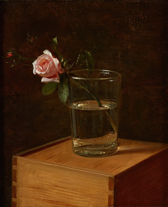 Floral Oil Painting - Single Rose in Glass Hand - Painted Art - Oil Painting Haven