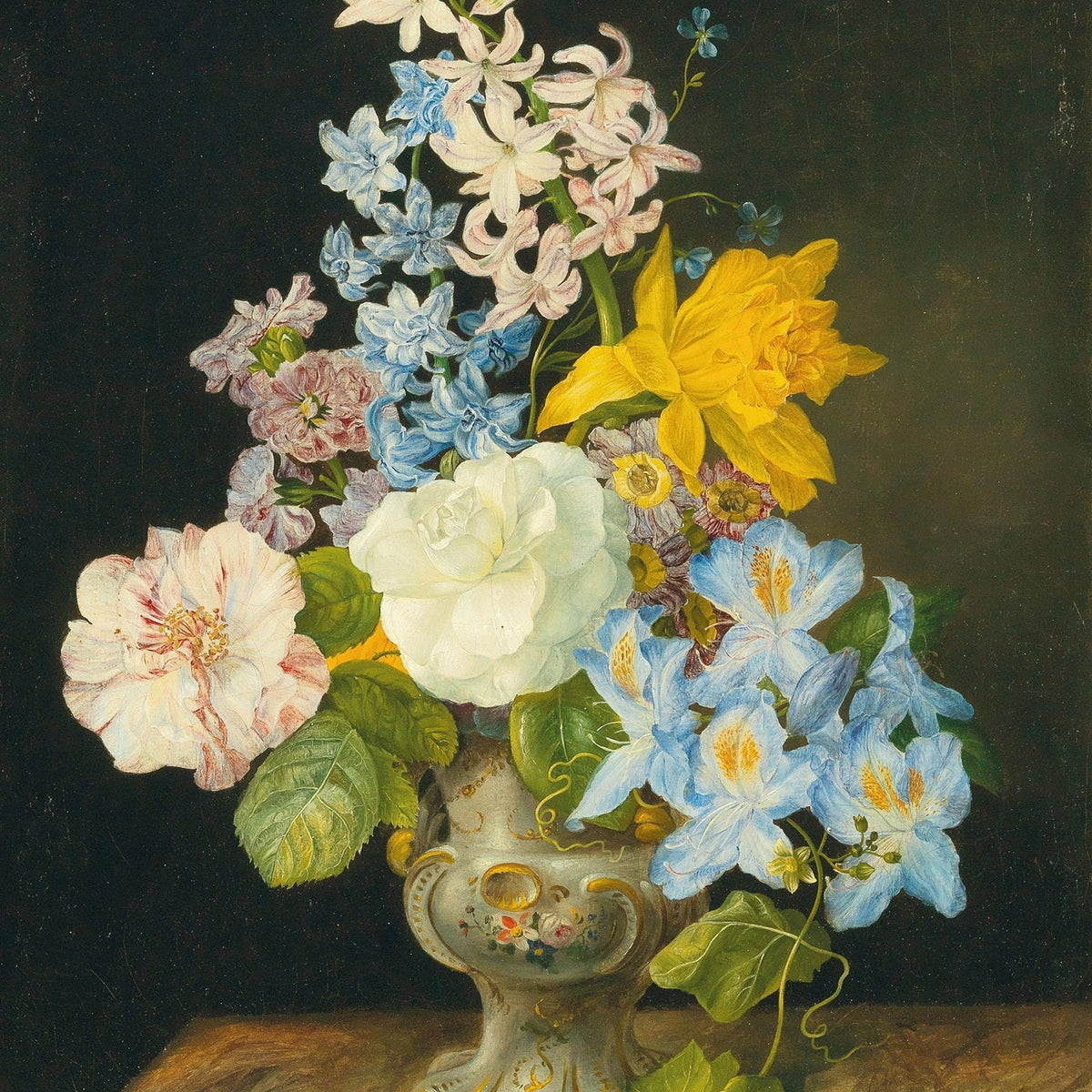Floral Oil Painting - Spring Bouquet Still Life Vase Canvas - Oil Painting Haven