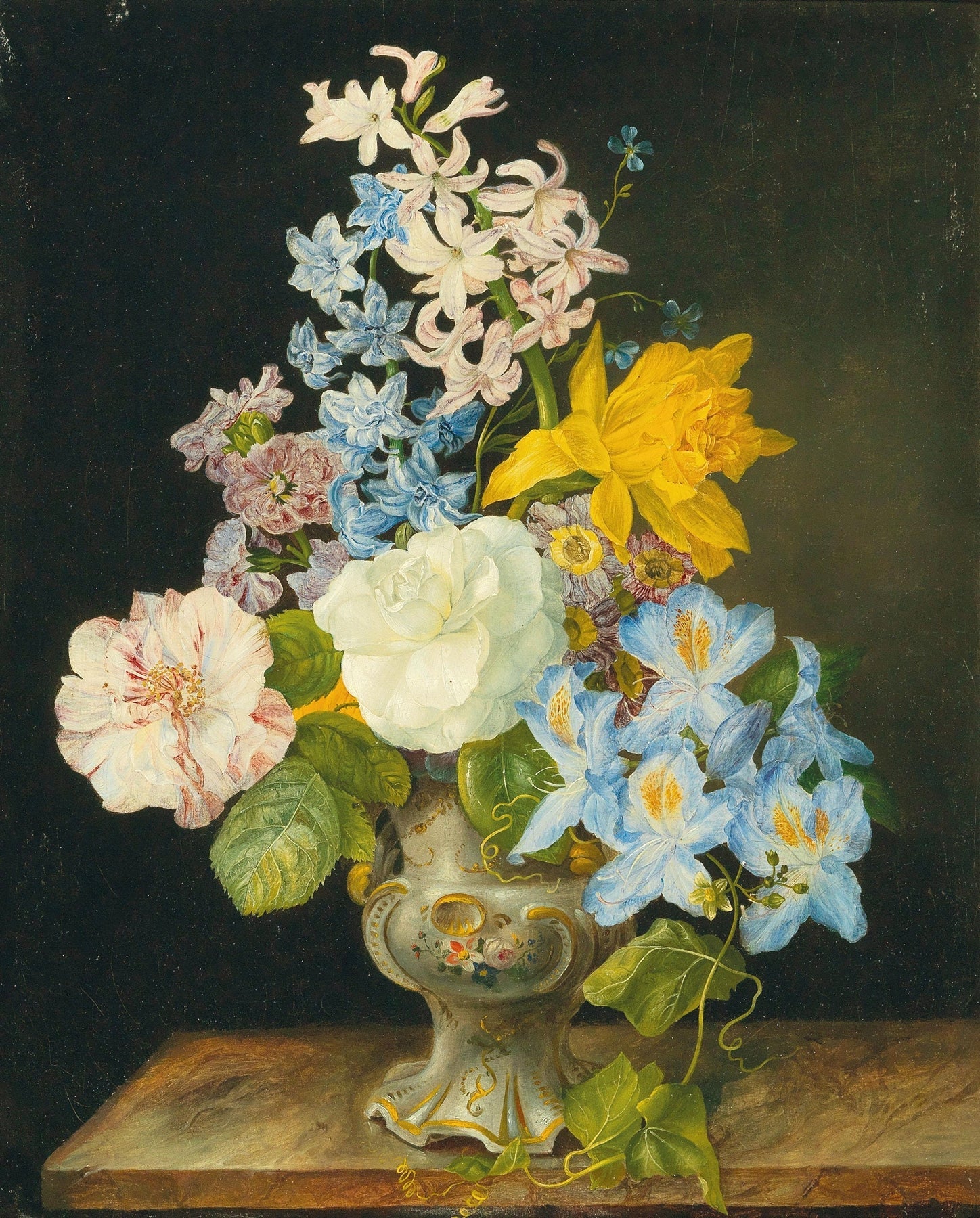 Floral Oil Painting - Spring Bouquet Still Life Vase Canvas - Oil Painting Haven