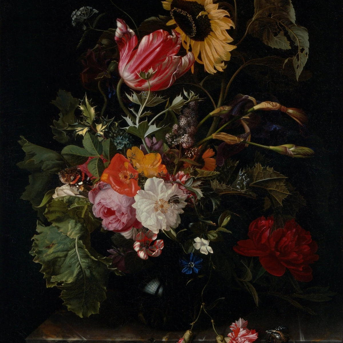 Floral Oil Painting - Sunflower and Diverse Blooms - Oil Painting Haven