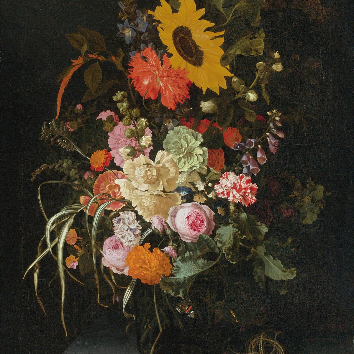 Floral Oil Painting - Sunflower and Roses Hand - Painted Art - Oil Painting Haven
