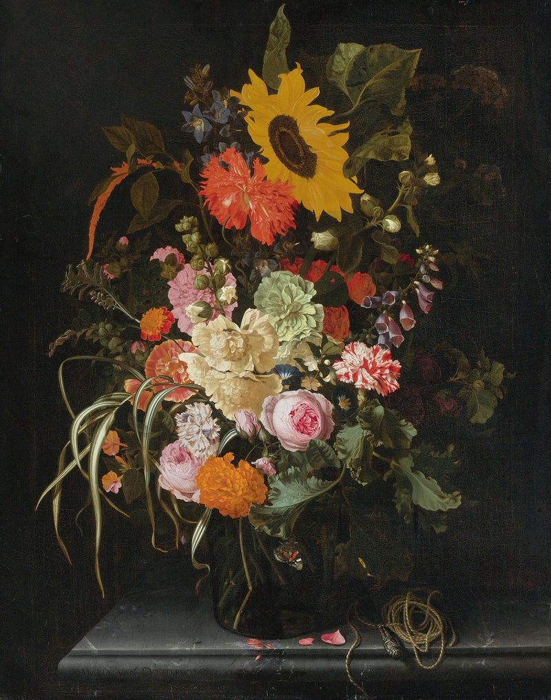 Floral Oil Painting - Sunflower and Roses Hand - Painted Art - Oil Painting Haven