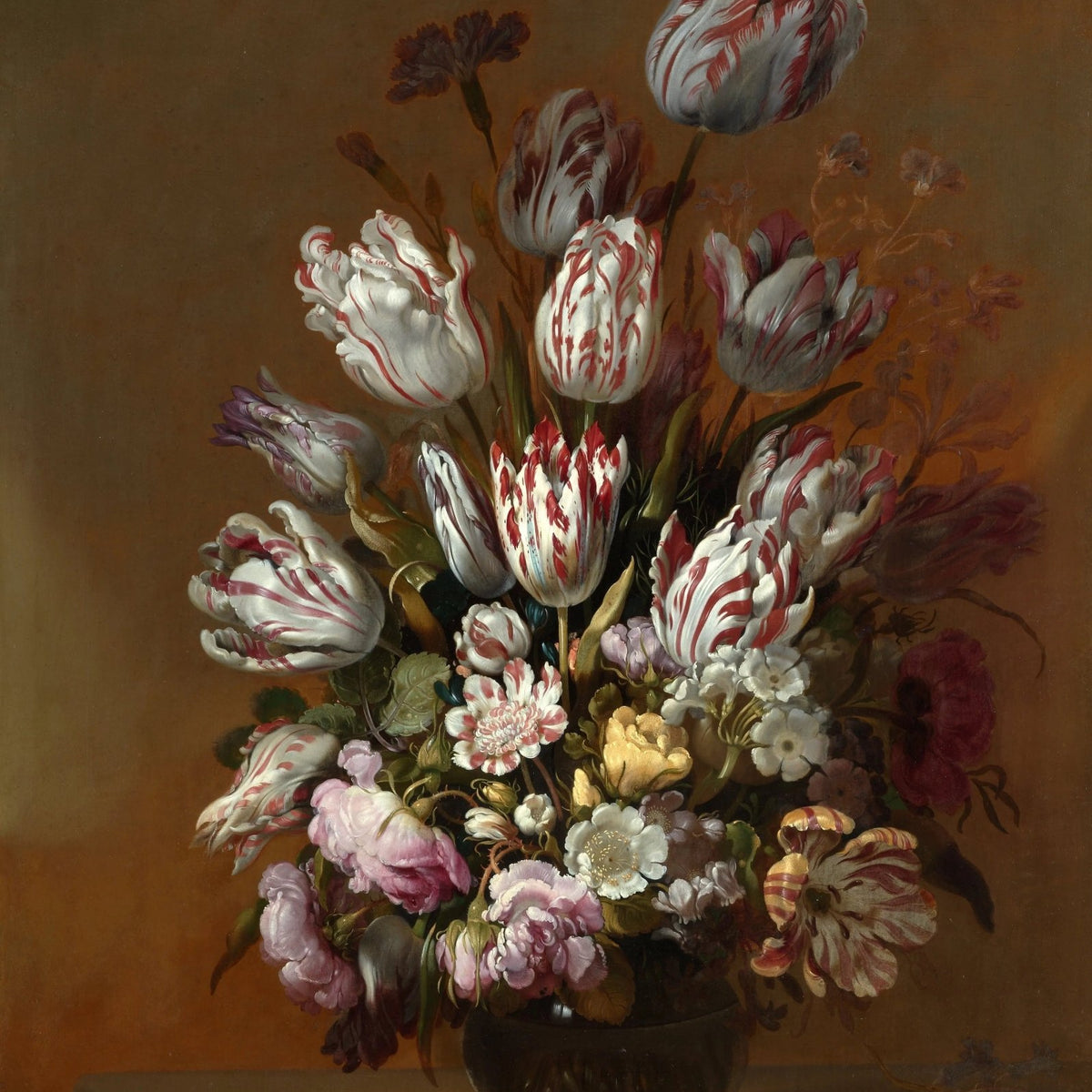 Floral Oil Painting - Tulips and Blooms with Creatures - Oil Painting Haven