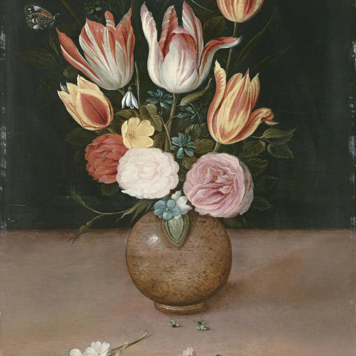 Floral Oil Painting - Tulips and Roses in Vase - Oil Painting Haven