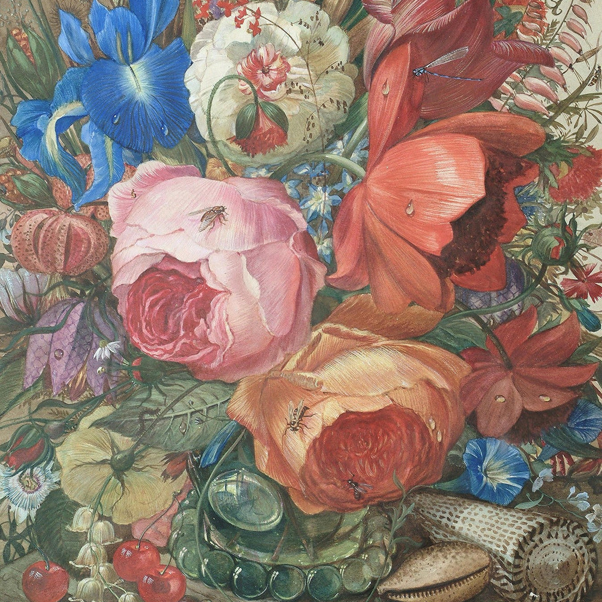 Floral Oil Painting - Vibrant Botanical Still Life with Roses - Oil Painting Haven