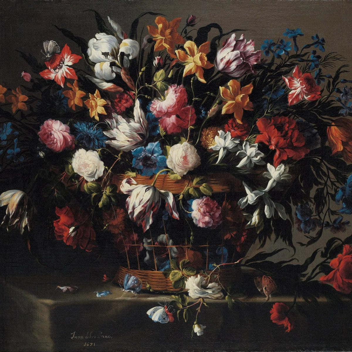 Floral Oil Painting - Vibrant Flowers in Basket - Oil Painting Haven