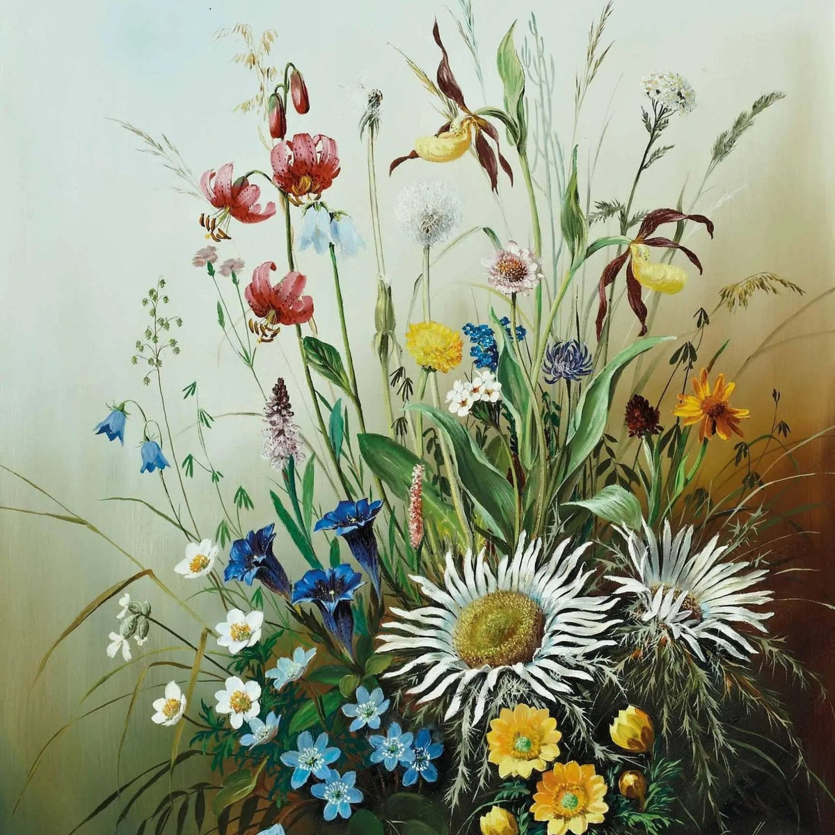 Floral Oil Painting - Vibrant Wildflower Bouquet - Oil Painting Haven