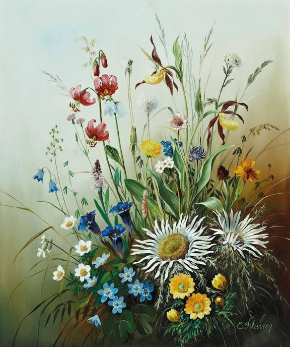 Floral Oil Painting - Vibrant Wildflower Bouquet - Oil Painting Haven