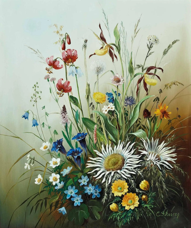 Floral Oil Painting - Vibrant Wildflower Bouquet - Oil Painting Haven