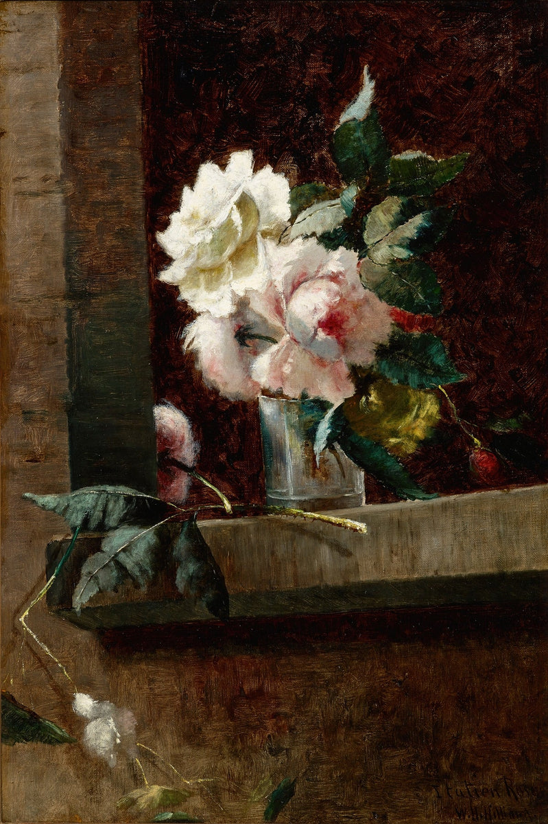 Floral Oil Painting - White and Pink Roses Hand - Painted Art - Oil Painting Haven