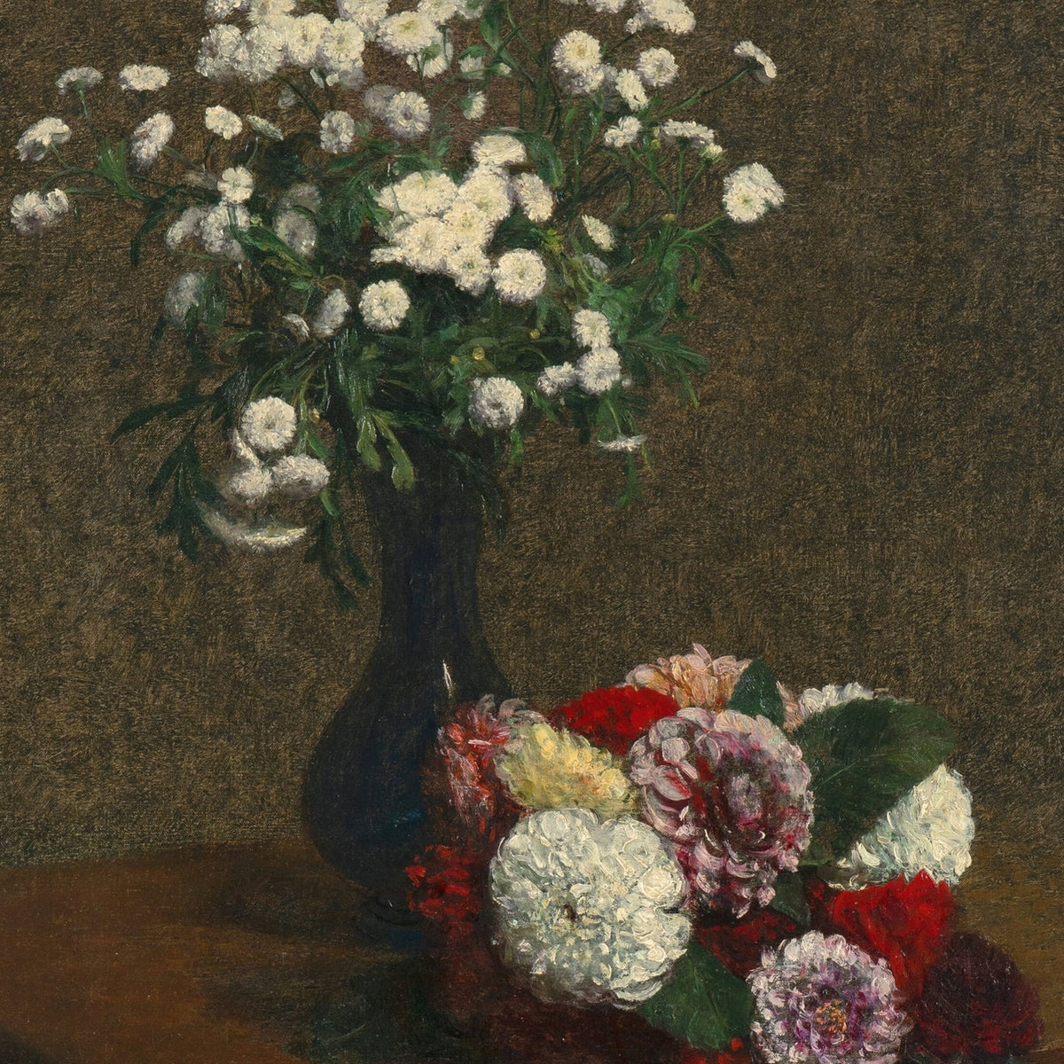 Floral Oil Painting - White Flower Vase Hand - Painted Canvas - Oil Painting Haven
