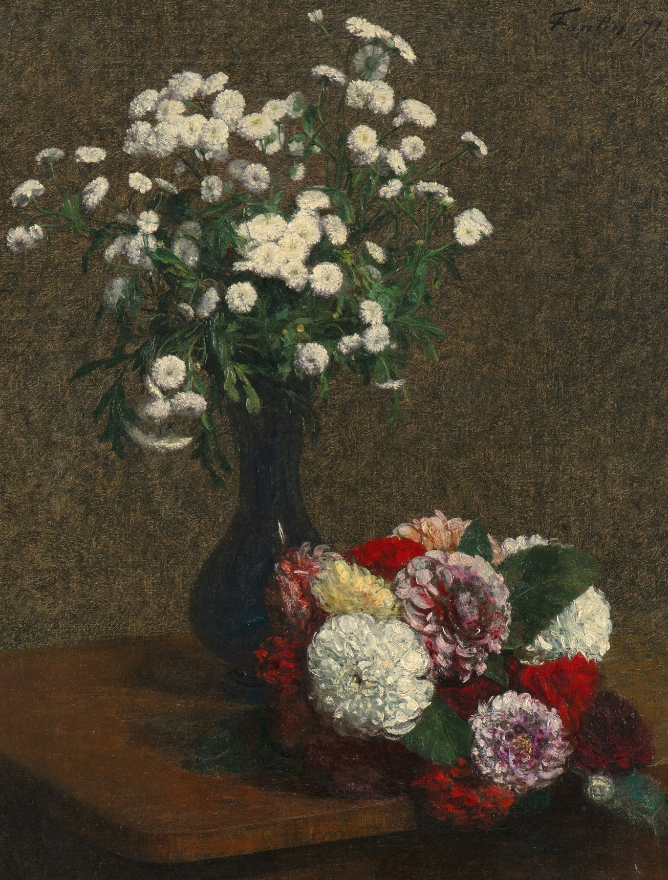 Floral Oil Painting - White Flower Vase Hand - Painted Canvas - Oil Painting Haven