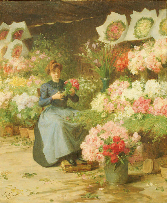 Flower Seller Behind The Madelaine Church - Oil Painting Haven Oil Painting Haven